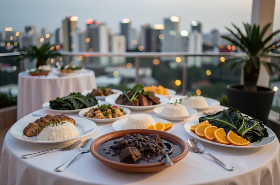 Buffet de feijoada para batizado no salão do condomínio em SP
